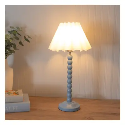 ValueLights Bobbins White Scallop Taper Shade Powder Blue Table Lamp