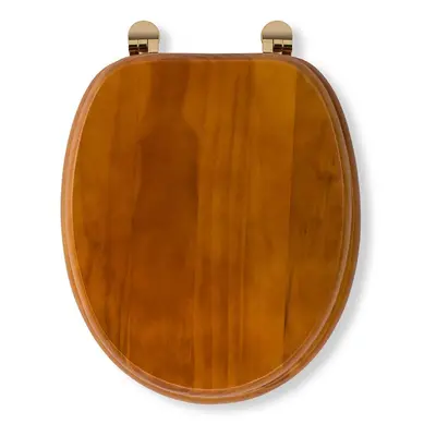 Solid Wood Toilet Seat, Antique Pine, Brass Hinges, x x cm