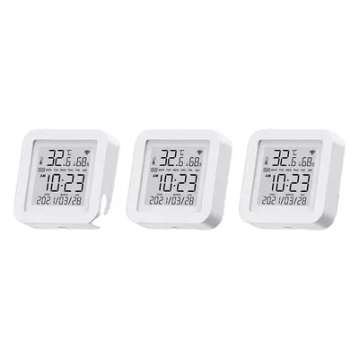 (3 Pcs) WIFI Wireless Temperature And Humidity Sensor Indoor Smart Digital Display Electronic Th