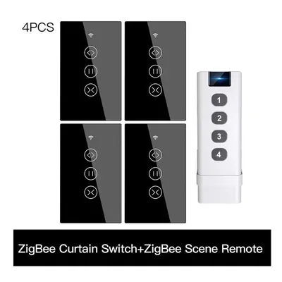 (4 US and Scene) 433MHz Smart Touch Curtain Switch Roller Blinds Shutter Wireless Control Relay 