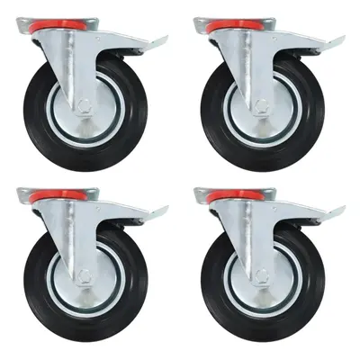 (4 pcs) vidaXL Swivel Casters with Double Brakes Furniture Casters Trolley Caster