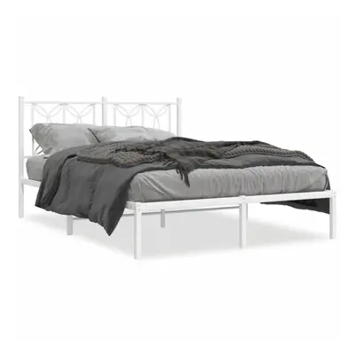 (white, x cm/ with headboard) vidaXL Metal Bed Frame with Headboard Home Bed Base Bedstead