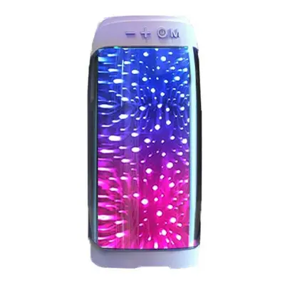 (White) Sound Box Bluetooth Speaker LED Colorful Light Portable Wireless Speaker TF Card 1800mAh