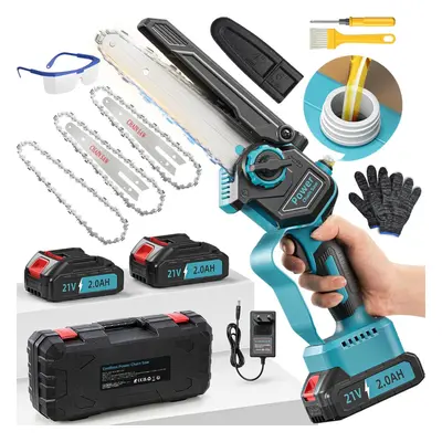 (Light Blue) Chainsaw, Mini Chainsaw Inch, 1000W Brushless Electric Chainsaw, 2x 2.0Ah Mini Cord