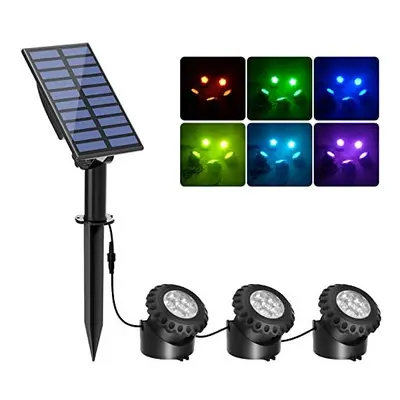 T-SUN Solar Pond Lights, RGB Underwater Spot Light Set of Lights LEDs Landscape Spotlight Underw