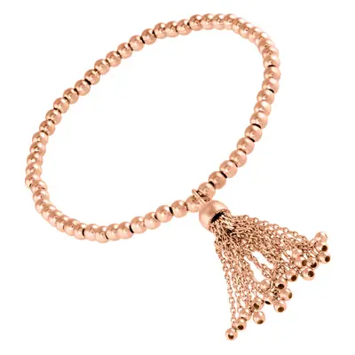 Jewelco London Rose Sterling Silver Tassle Beads Flexi Bracelet 3mm inch - JACOBJB007