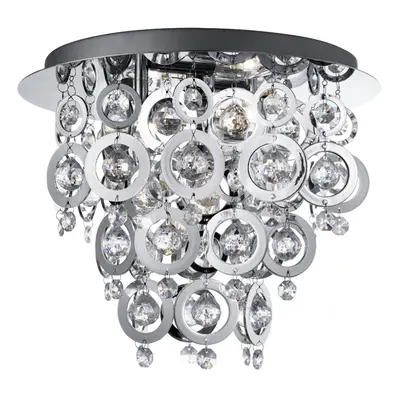 Flush Ceiling Light With Chrome Rings And Acrylic Inserts