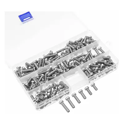 180Pcs M5 Hex Socket Thin Head Screw Low P rofile 10-20mm Bolts Assortment Set Stainless Steel