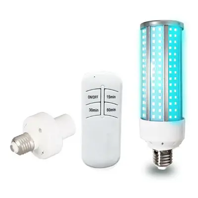 (110V) 60W UV Ozone Germicidal Lamp Sterilizer UVC LED Corn Light Bulb Timer Function + Remote C