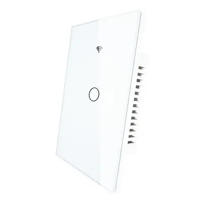 (1 Gang white110V) WiFi Smart 1/2/3 Gang Wall Light Switch Glass Panel RF433&Wi-Fi Tuya APP Remo