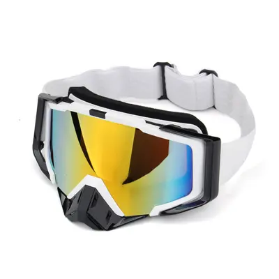 (White) Outdoor Skiing Skating Goggles Snowmobile Glasses Windproof Anti-Fog UV Protection For U