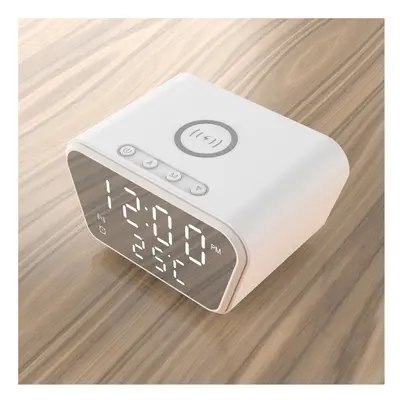 (White) Smart Alarm Clock Wireless Charger Fast Charging Pad for iPhone Pro Max for Samsung Gala