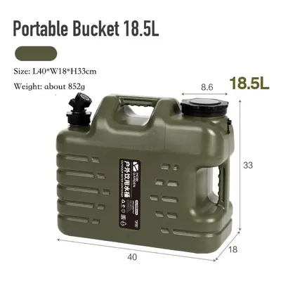 (18.5L Green) Outdoor Water Bucket with Faucet, Car Self-driving Tour, Drinks Beer Milk Storage 