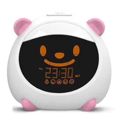 (Pink, EU Plug) WiFi Smart Kids' Alarm Sleep Trainer Clock Light Sound Expression Smart Life Tuy