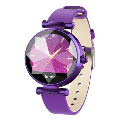 (Purple) Female Menstrual Period Record Blood Pressure Leather Strap Fashion Smart Watch Whatsap