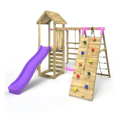 (Carpathian) Rebo Wooden Climbing Frame with Swings, Slide, Up & over Climbing wall and Monkey B