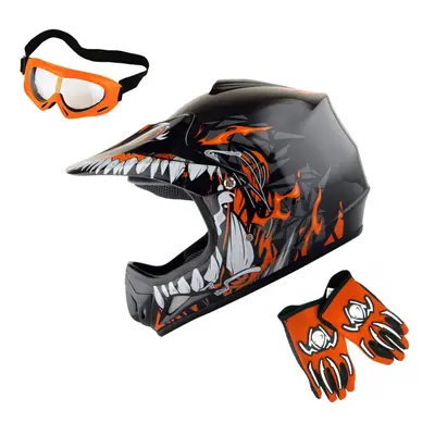 WOW Youth Kids Motocross BMX MX ATV Dirt Bike Helmet Dragon Orange go