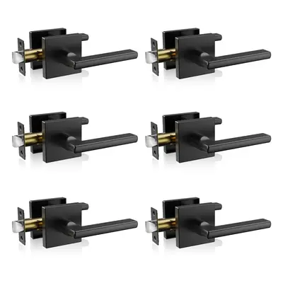 VEVOR Passage Door Handle 6-Pack Matte Black Interior Door Lever Left or Right Reversible Non-Lo