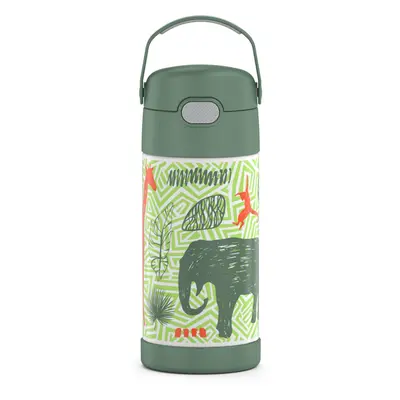 THERMOS FUNTAINER Ounce Stainless Steel Vacuum Insulated Kids Straw Bottle Jungle Kingdom