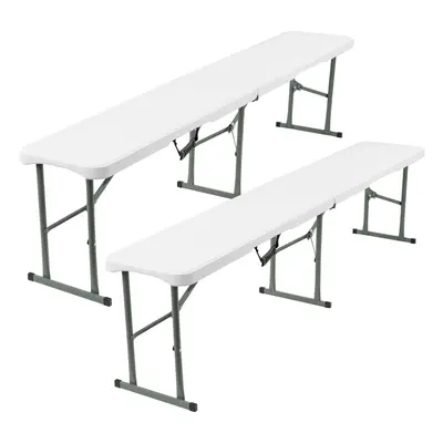 (2 x Folding Bench) 6FT CATERING CAMPING HEAVY DUTY FOLDING TRESTLE TABLE PICNIC BBQ PARTY BENCH