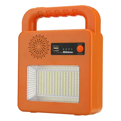 (Orange) Bluetooth Speaker Strong Light LED Solar Rechargeable Light Emergency Power Bank 6000mA