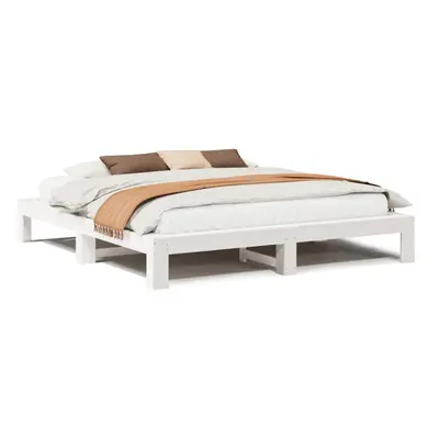 (white, x cm) vidaXL Bed Frame without Mattress Bed Base Solid Wood Pine