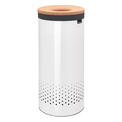 Brabantia Cork Lid Laundry Bin Hamper 9.2 Gallon (35L) White