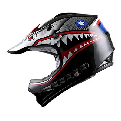 WOW Youth Kids Motocross BMX MX ATV Dirt Bike Moutain Helmet Shark Bla