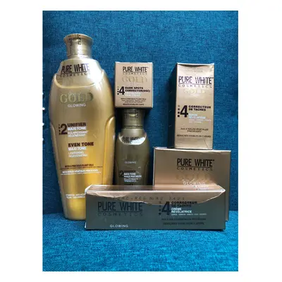 Pure White Gold pcs set, (Lotion,Serum,Oil,Soap,Face cream,Tube)