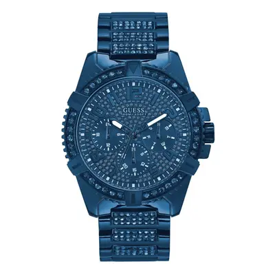 GUESS Stainless Steel Iconic Blue Crystal Embellished Bracelet Watch w