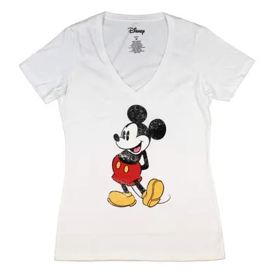 Disney Womens Mickey Mouse Stand V-Neck Tee (as1 Alpha m Regular R