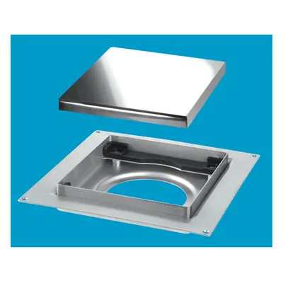 McAlpine TILE-PLAIN-P 150mm Square Stainless Steel Tile Drain for use with 50mm Water Seal trap 