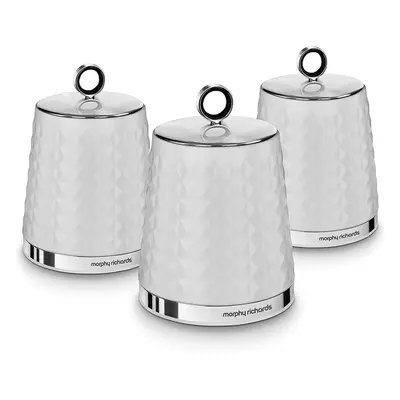 (White) Morphy Richards Dimensions Set of Round Kitchen Storage Canisters