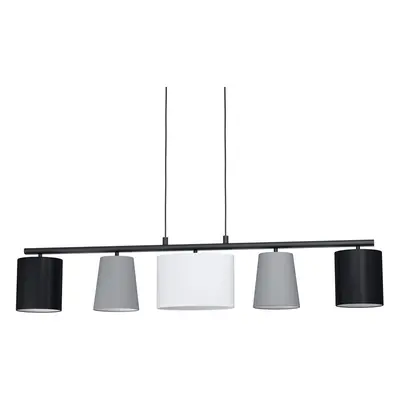 Eglo Pendant Lamp Almeida 1, Bulbs Fabric Pendant Light, Steel and Fabric, Colour: Black, Grey, 