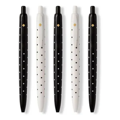 Kate Spade New York Black Ink Pen Set of Polka Dot Retractable Pens Cute Plastic Click Pens Blac