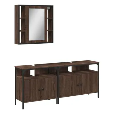 vidaXL Bathroom Cabinet Set Piece Sink Cabinet Brown Oak Engineered Wood