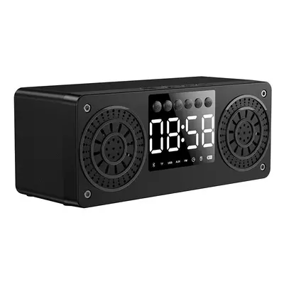 (Black) Bluetooth 5.0 Speaker Wireless Speaker LED Alarm Clock Music Player TF Card FM Radio Spe