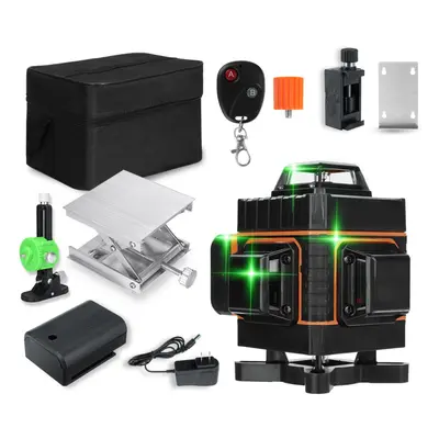 (US Plug) Line Horizontal Vertical Cross 4D Green Light Laser Level Self-Leveling Measure Super 