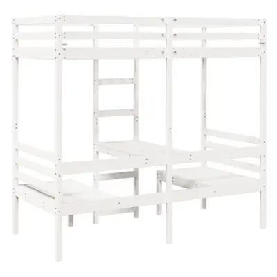 (white, x cm) vidaXL Loft Bed Frame with Desk and Chairs Children's Bunk Bed Solid Wood Pine