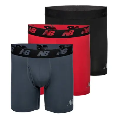 New Balance Mens Boxer Brief Fly Front with Pouch, 3-Pack,BlackTeam RedThunder, X-Large (40-42)