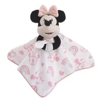 Disney Minnie Mouse White Pink and Aqua Rainbow and Heart Lovey Secu