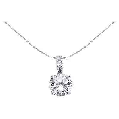 Jewelco London Ladies Sterling Silver Cubic Zirconia Solitaire Pendant Necklace inch - GVP273