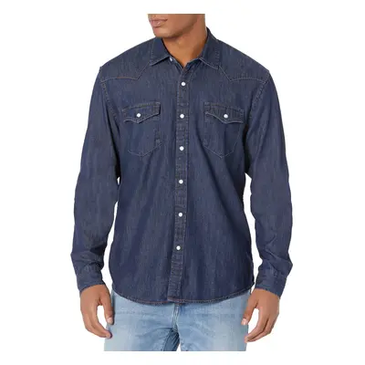 Amazon Essentials Men's Regular-Fit Long-Sleeve Denim Shirt Rinsed