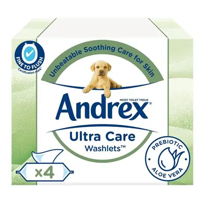 Andrex Ultra Care Washlets - Packs - Moist Toilet Tissues - Soothing Care For Skin - Wet Wipes C