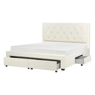 Bed with Storage LIEVIN x cm (EU Super King) Velvet Cream