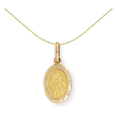 Jewelco London 9ct Yellow Gold Oval St. Christopher Medallion Charm Pendant - 9x20mm - SCNR02030