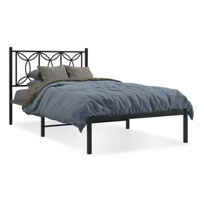 (black, x cm/ with headboard) vidaXL Metal Bed Frame with Headboard Home Bed Base Bedstead