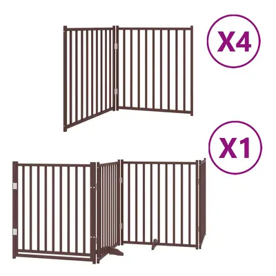 (brown, x x cm/ pcs) vidaXL Dog Gate with Door Foldable Panels Dog Fence Gate White Poplar Wood