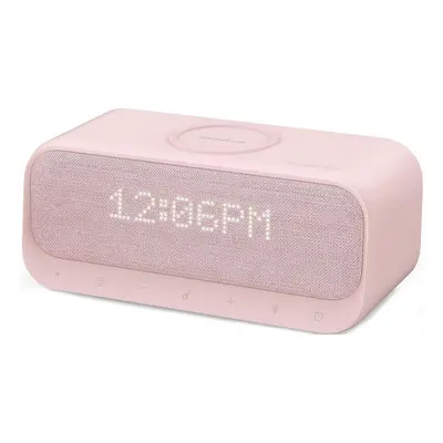 (Pink) Bluetooth Speakers 10W Stereo Sound FM Radio Alarm Clock White Noise Qi Wireless Charger 