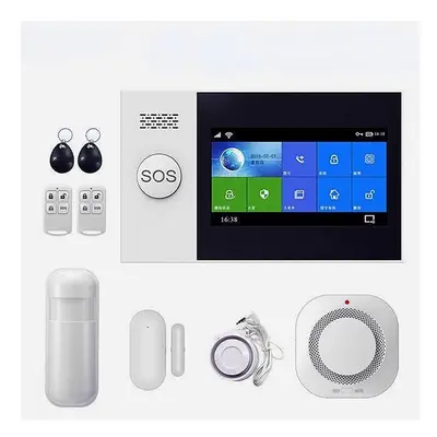 (UK Plug, Type 1) Alarm System 4.3 Inch Screen WIFI GSM GPRS Burglar Home Security With PIR Moti